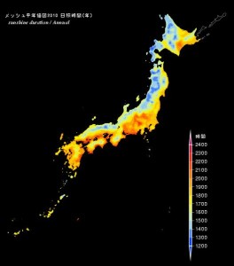 日照時間(年)気象庁HPより 日照時間(年)気象庁HPより